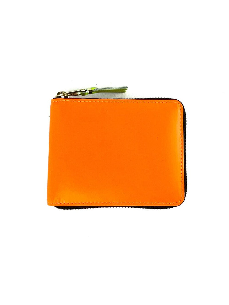 CDG Super Fluo Zip Around Wallet Light Orange/Yellow/Pink