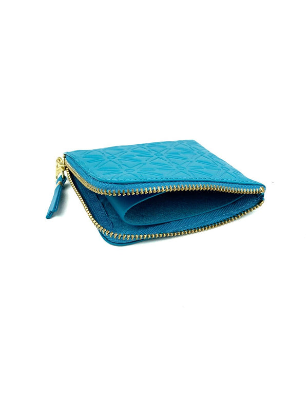 CDG Embossed Side Zip Wallet Blue