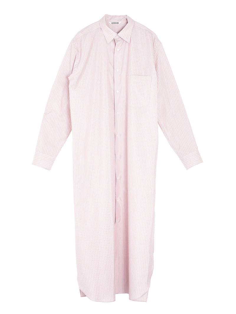 Women's Pink Beige Stripe Finx Cotton Blend Stripe Shirt One Piece Auralee
