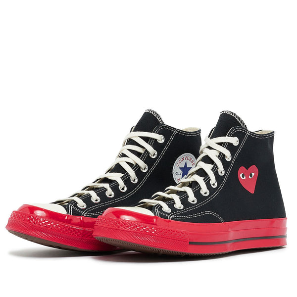 CDG Converse Red Sole High Top Black