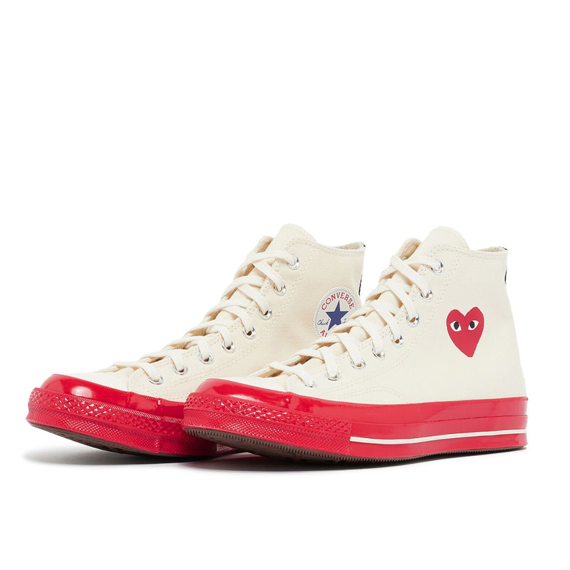 CDG Converse Red Sole High Top Off White