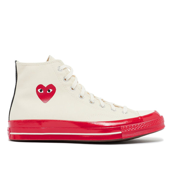 CDG Converse Red Sole High Top Off White
