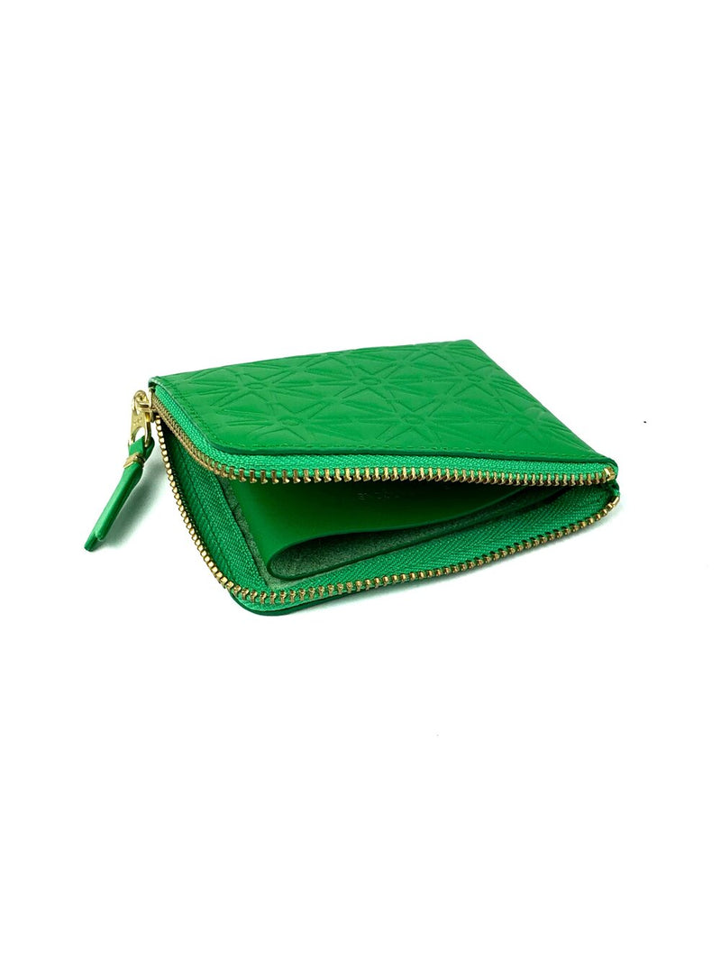 CDG Embossed Side Zip Wallet Green