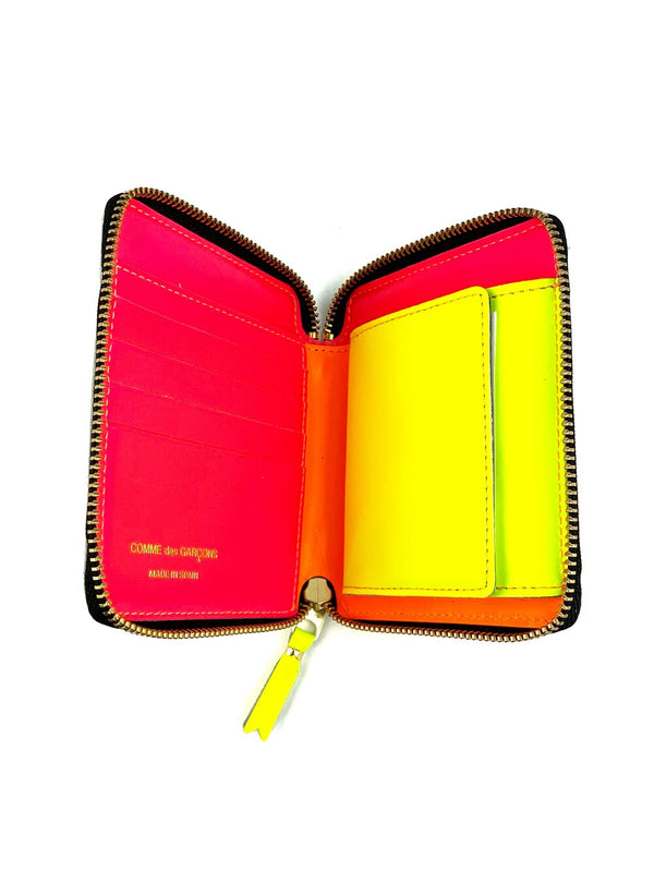 CDG Super Fluo Zip Wallet Light Orange/Pink/Yellow