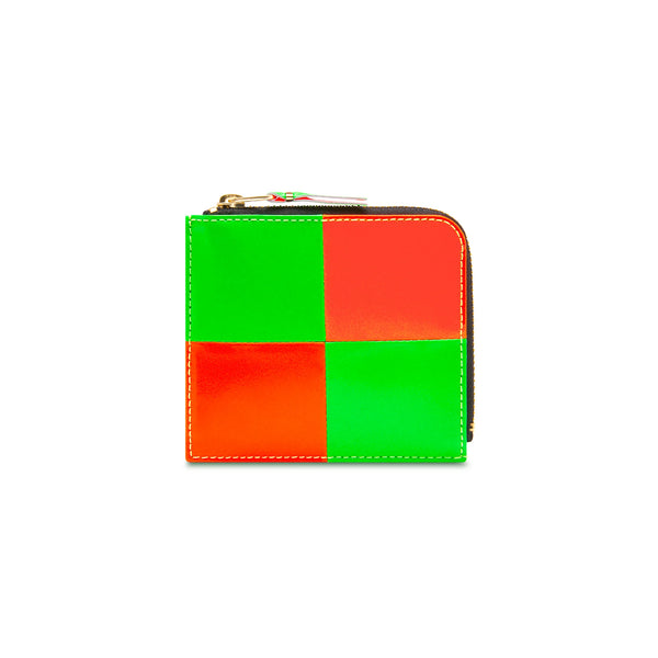 CDG Fluo Squares Side Zip Wallet Orange/Green