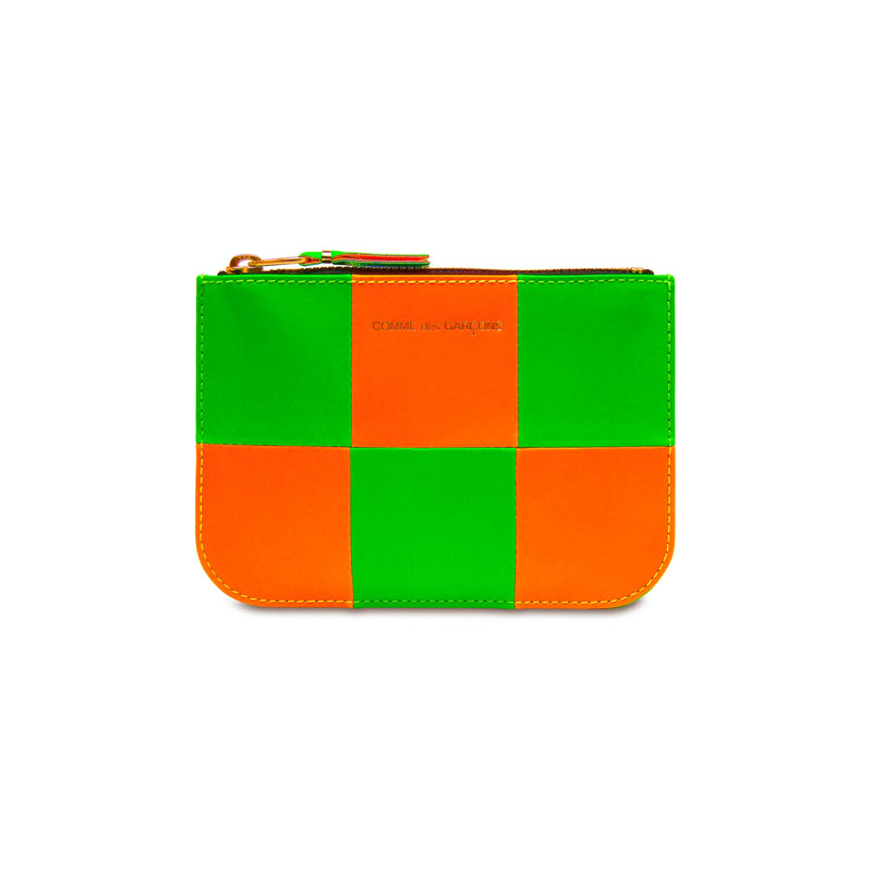 CDG Fluo Squares Small Pouch Light Orange And Green