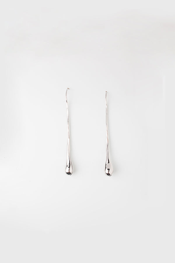 Crack on Tears Earring Rhodium Plated Silver
