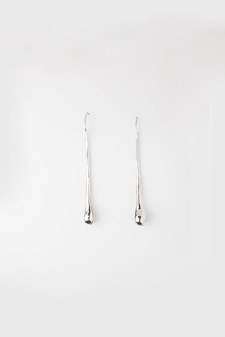 Crack on Tears Earring Rhodium Plated Silver