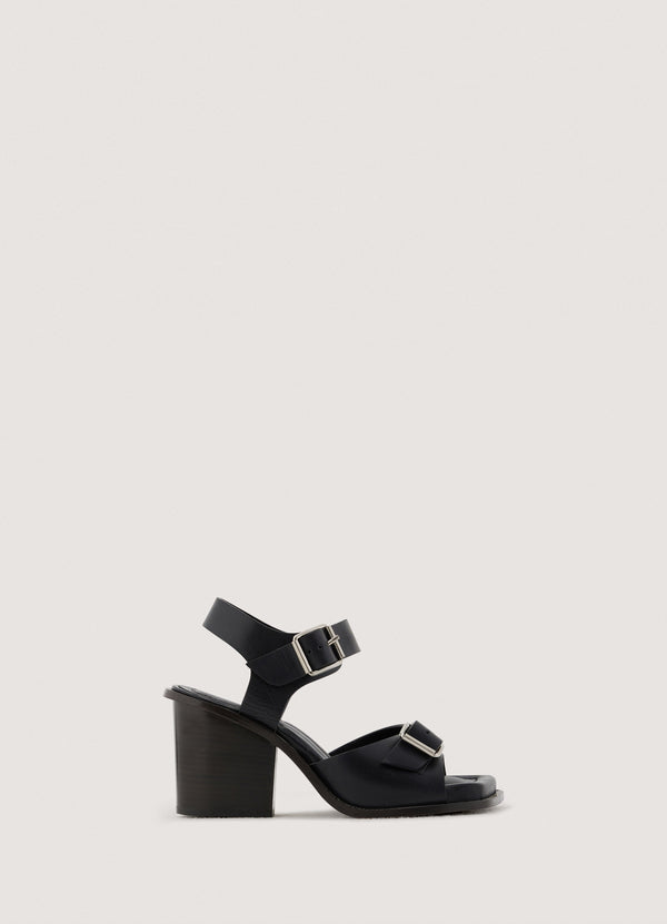 Square Heeled Sandals With Straps Black