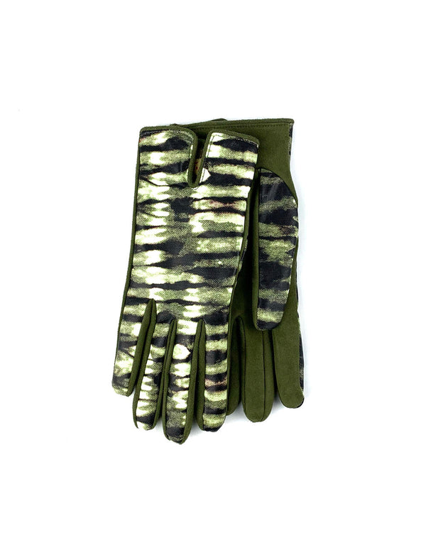 Women's Handmade Winterjungle Print Leather Cashmere Glove