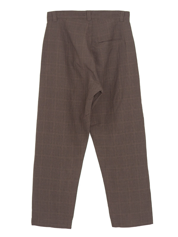 Single Pleat Pant Wool/Paper Glen Check Brown/Black