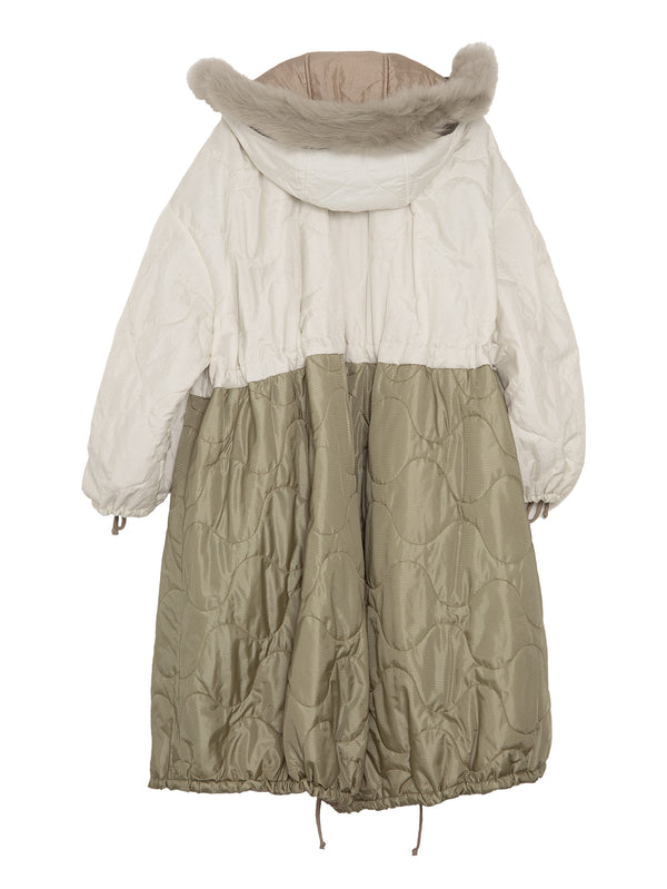 Reversible Parachute Parka With Reversible Hood Beige White Pale Sage