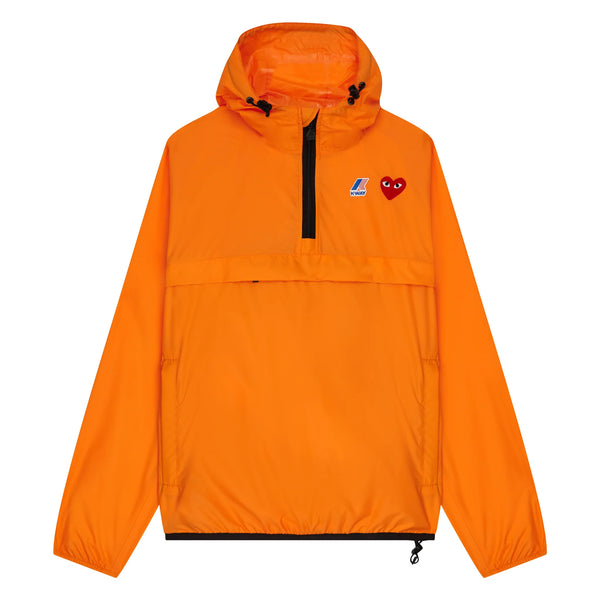 CDG Play x K-Way Leon Half Zip Jacket Orange