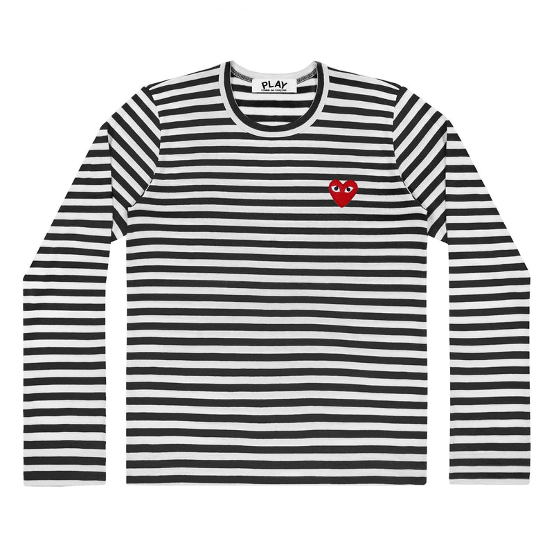 CDG Play Men’s Long Sleeve T Black and White Striped