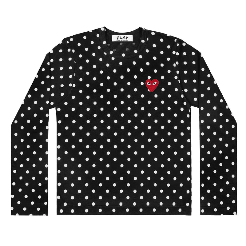 CDG Play Women’s Long Sleeve T Black and White Dots