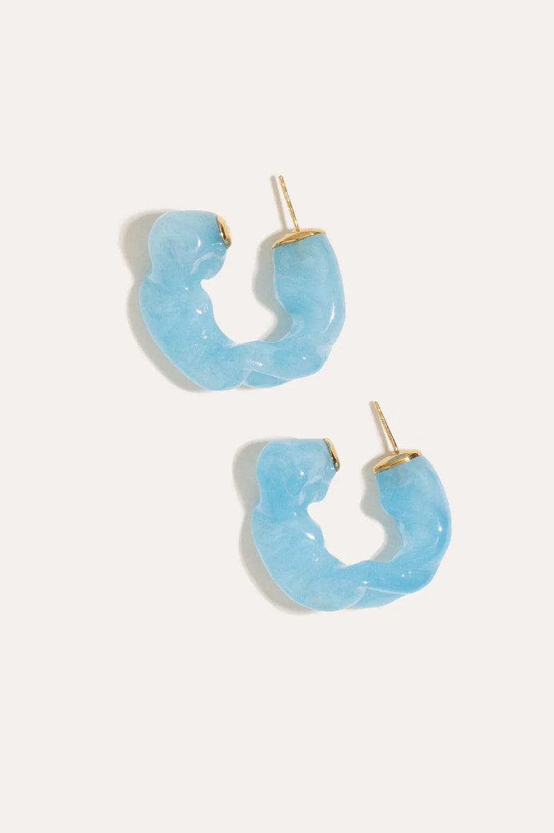 Ruffle Blue Resin Earrings Gold Plated Completedworks