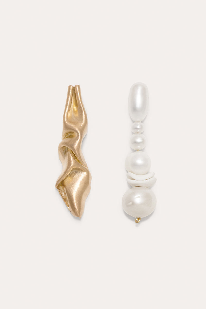 Crumple Pearl And Gold Vermeil Earrings