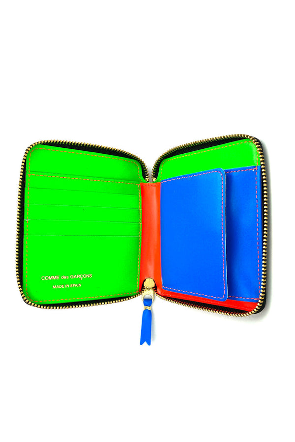 CDG Super Fluo Zip Wallet Orange/Green/Blue