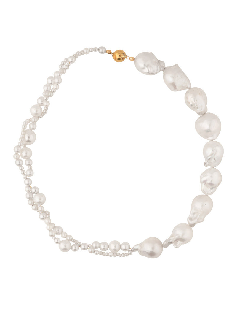 Woven Long Pearl Necklace